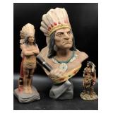 Three Polychrome Native American-Themed Figurines