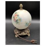 Hand-Painted Glass Globe Lamp with Brass Base