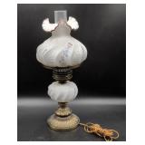 Hand-Painted Fenton Glass Lamp, 19 Inches Tall