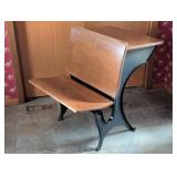Metal School Desk with Wooden Seat and Desktop