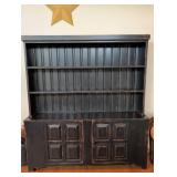 Distressed Black Wood Hutch, 80 in Tall