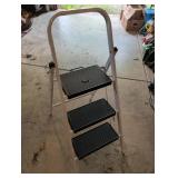 White Steel Step Ladder with Black Treads