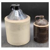 Two Ceramic Stoneware Jugs with Handles