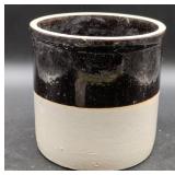 Two-Tone Ceramic Crock With Brown Glaze