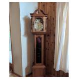 Wooden Case Grandfather Clock With 'Tempus Fugit'