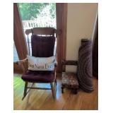 Rocking Chair, Folding Footstool, and Two Oval Are