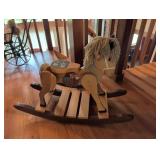 Wooden Rocking Horse with Noah's Ark Motif