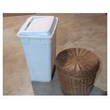Plastic Container and Wicker Basket with Lid