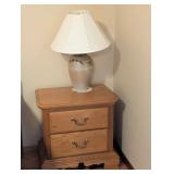Two-Drawer Wooden Nightstand with Ceramic Table La