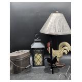 Metal Decor Items, Including Table Lamp