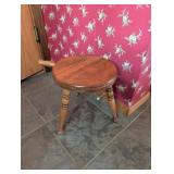 Wooden Milking Stool with Turned Legs
