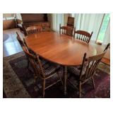 Oval Wood Dining Table with Six Chairs