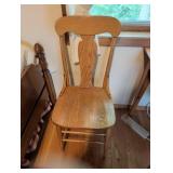 Oak Wood Dining or Side Chair with Cutout Backrest