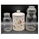 Glass Jars and Ceramic Lidded Canister
