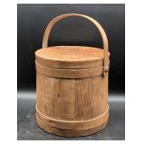 Wooden Firkin-Style Bucket With Handle