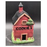 Ceramic Red Barn Cookie Jar with Black Roof