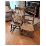 Wood Rocking Chair and Ladder-Back Chair Set
