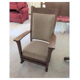 Wooden Rocking Chair with Upholstered Seat