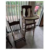 Wooden Childï¿½s Rocking Chair and High Chair Set