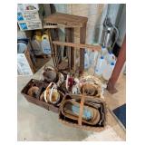 Wicker Baskets and Folding Wooden Shelves