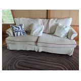 Upholstered Sofa With Red Piping Trim