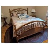 Wood Spindle Full-Size Bed Frame With Turned Posts