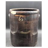Glazed Stoneware Crock with Handles