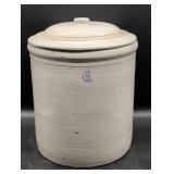 Stoneware Crock with Lid and Blue '6' Mark