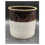 Two-Gallon Stoneware Crock with Brown Glaze