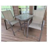 Metal Patio Bistro Set With Glass Top Table