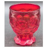 Hiesey Glass Ruby Red Thumbprint Goblet