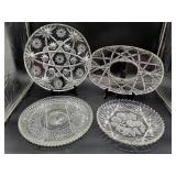 Four Pressed Glass Serving Trays