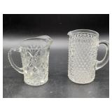 Pressed Glass Creamer and Hobnail Pitcher
