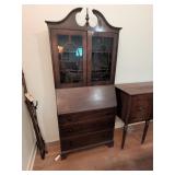 Mahogany Secretary Desk with Bookcase Hutch
