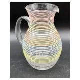 Blown Glass Pitcher with Multicolor Stripe