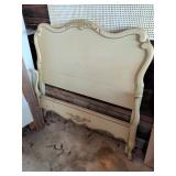 Painted Wood Twin Bed Frame with Carved Accen