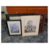 Framed Art Prints and Drawings Lot