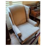 Upholstered Wingback Armchair with Wood Legs
