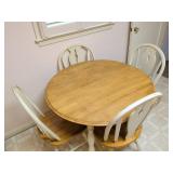 Round Wood Dining Table with Four Chairs