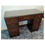 Wood Writing Desk with Glass Top