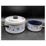 Blue and White Floral Enamel Cookware Set