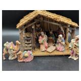 Ceramic Nativity Set with Stable and Figures