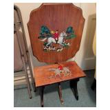 Folding Hunt-Themed Wood Table and Stool Set