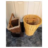 Woven Baskets with Wooden Handles