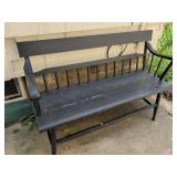 Black Painted Wood Spindle Back Bench
