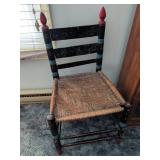 Painted Wood Ladder Back Chair with Rush Seat