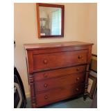 Four-Drawer Wood Chest with Wall Mirror