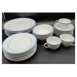 Apilco Porcelain Tableware Set, Blue Rim