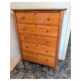 Five-Drawer Oak Chest Located Upstairs