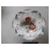 VINTAGE GLAZED FLOWERED BOWL  -  MADE IN BAVARIA